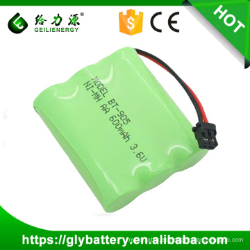 paquete de baterías recargables de 3.6v 550mah ni-mh